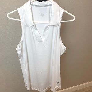 Jofit white collared golf tank- L